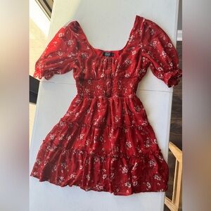 Trixxi Red Floral Button-Front Dress